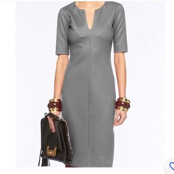 Diane Von Furstenberg Split Neck Aurora Wool Blend Dress Gray Size 8 BNWOT - Picture 1 of 16